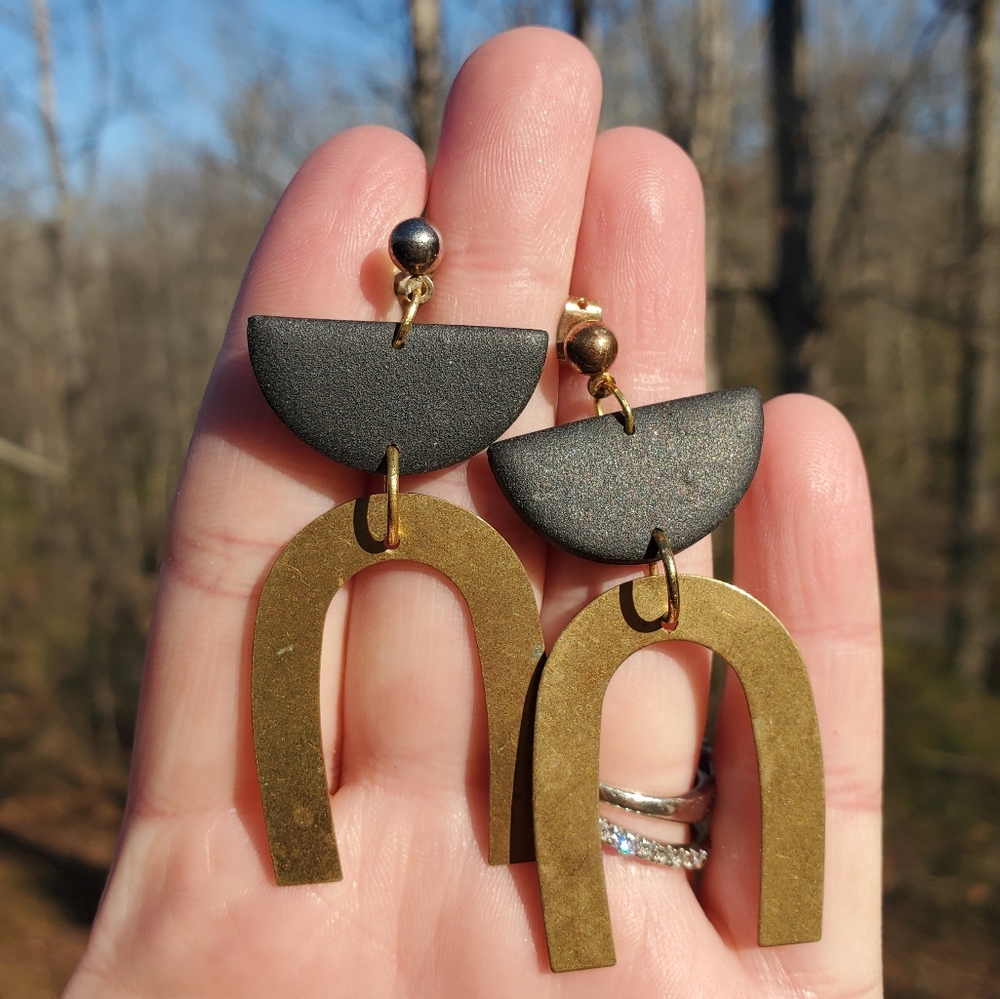 Clay and Brass Earrings